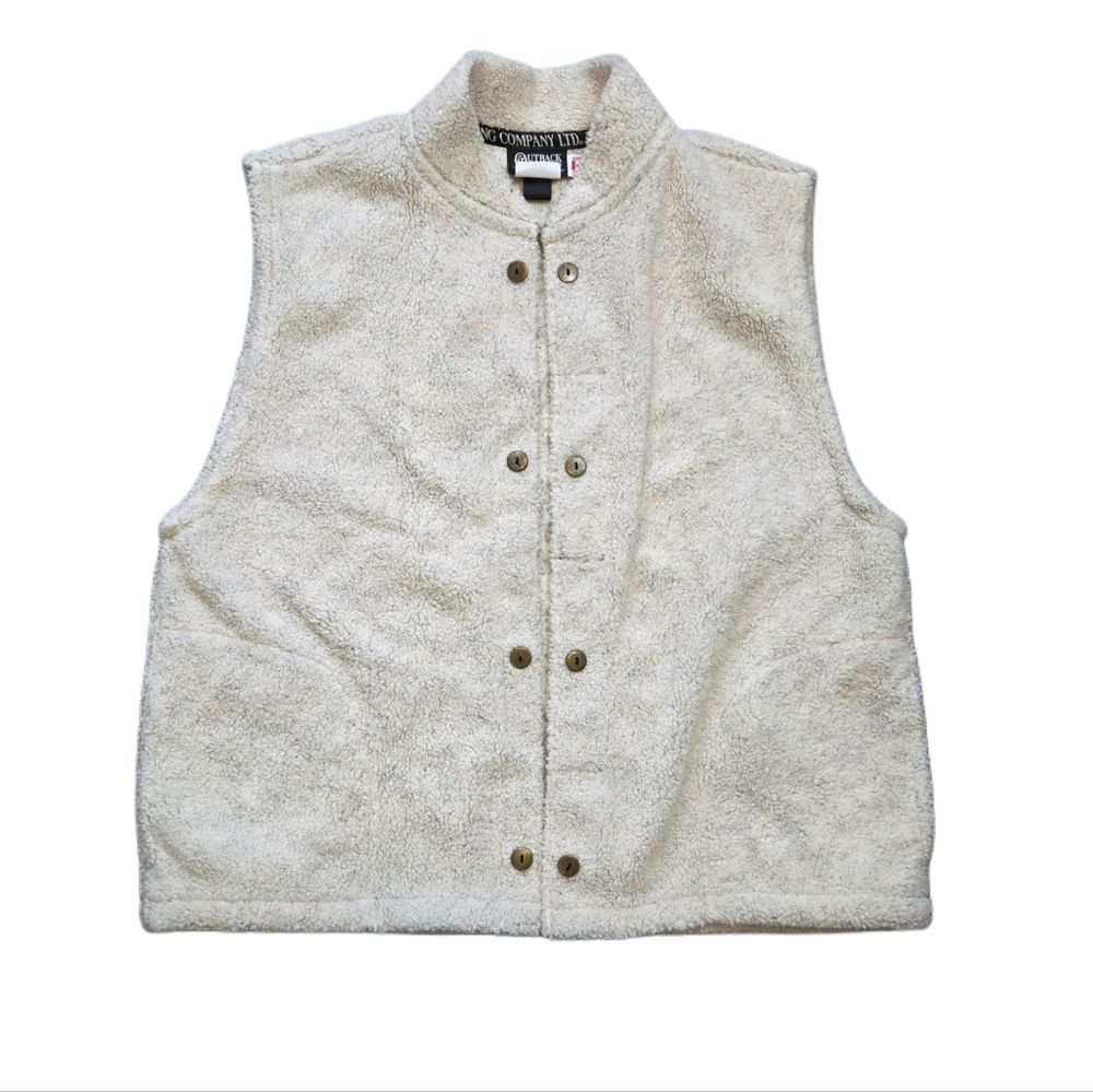 Vintage Outback Trading Company Sherpa Fleece Vest Made‎ in Canada Size L